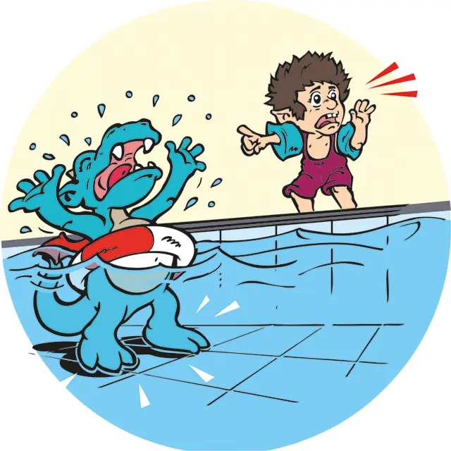 Gezeichneter Drache ruft um Hilfe obwohl keine Gefahr besteht